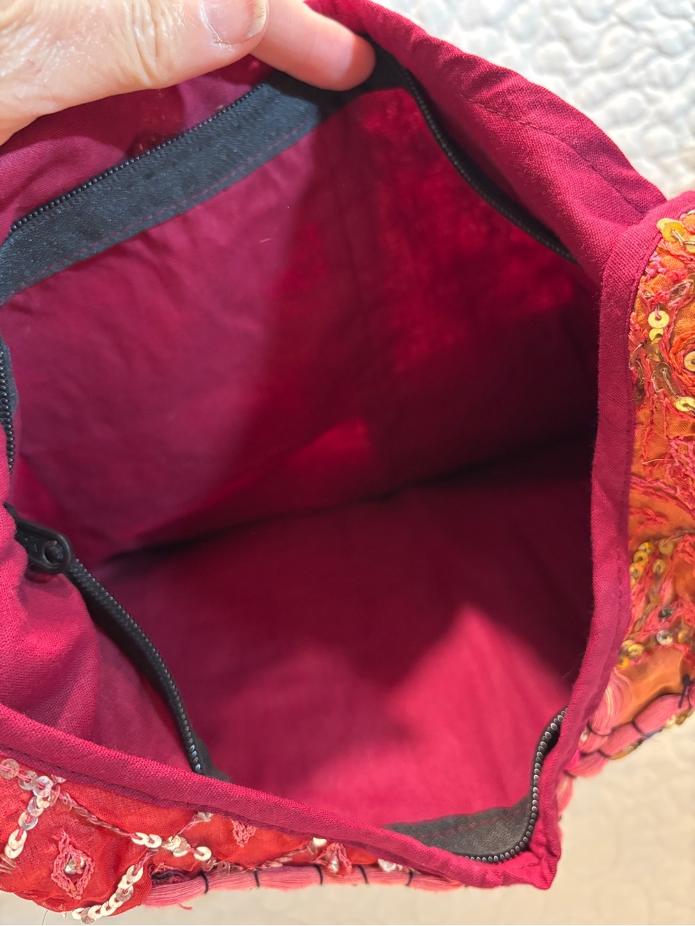 Handcrafted Multicolor Patchwork Hobo Bag - Embellished Shoulder Tote - Picture 4 of 6